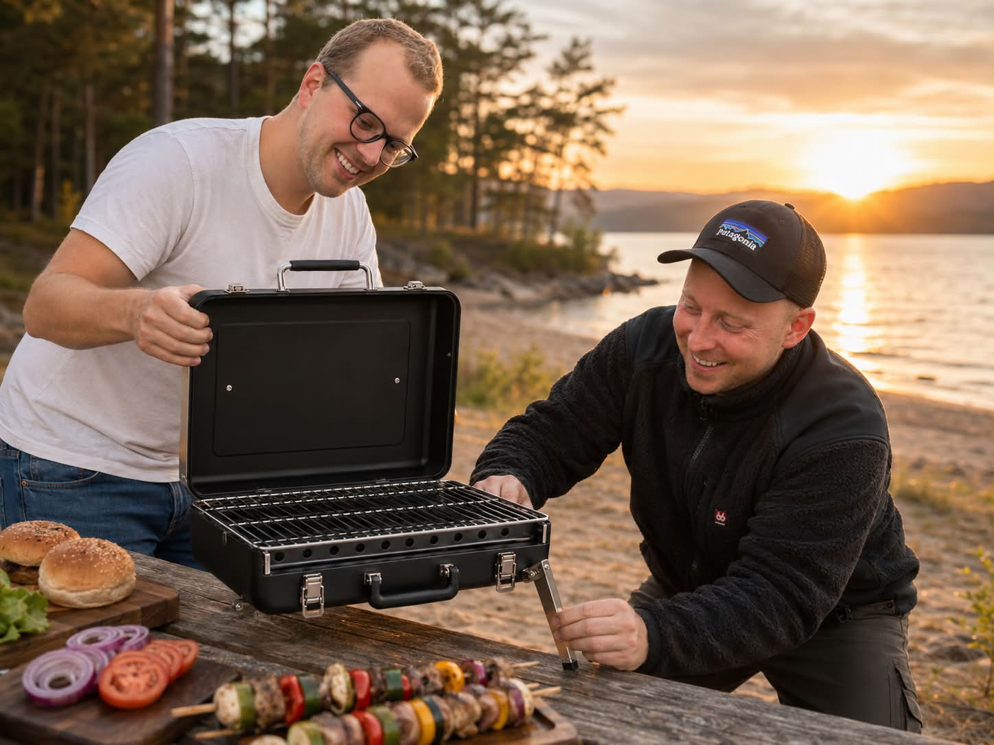 Friends grilling outdoors